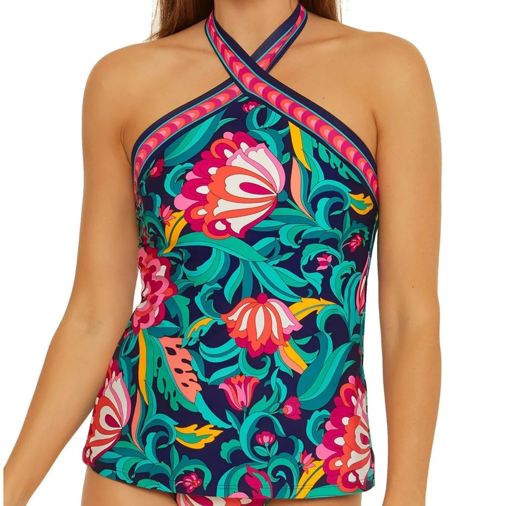Trina Turk India Printed Halter Tankini Swim Top